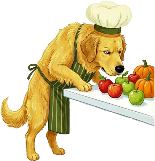 O chef escolhendo frutas e legumes sobre a bancada da cozinha